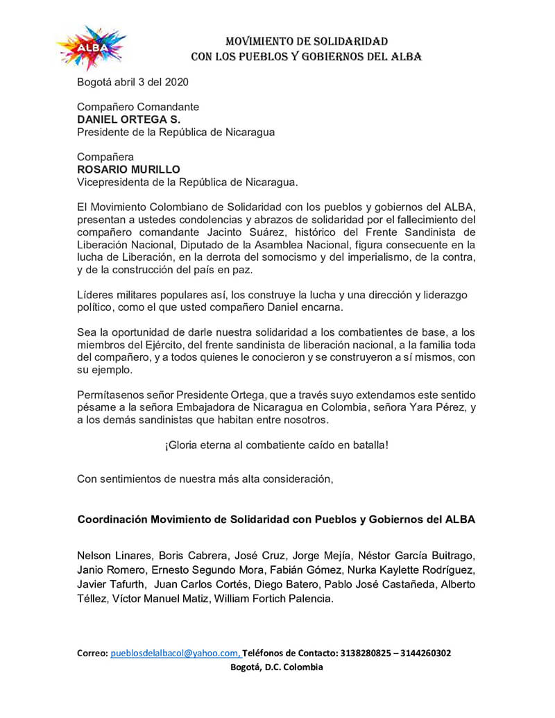 MOVIMIENTO DE SOLIDARIDAD CON LOS PUEBLOS Y GOBIERNOS DEL ALBA